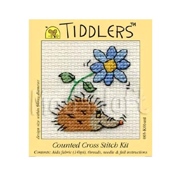 Hedgehog with Flower | Tiddlers Mini Cross Stitch Kits | Mouseloft