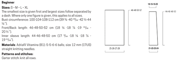 Psychodelia Pullover Knitting Pattern, Adriafil Vitamina Chunky | Digital Download  -Summary table