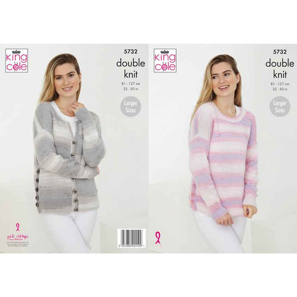 Ladies Sweater and Cardigan Knitting Pattern | King Cole Beaches DK 5732 | Digital Download - Main Image