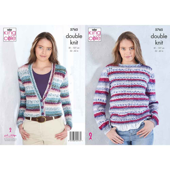 Ladies Cardigan and Sweater Knitting Pattern | King Cole Splash DK 5765 | Digital Download - Main  Image