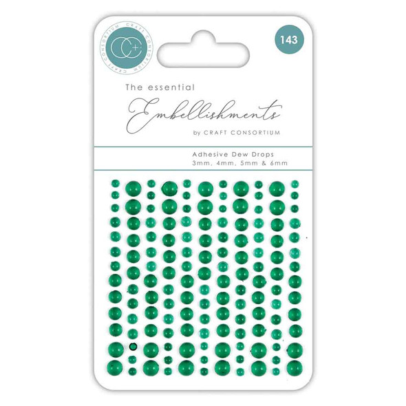 Adhesive Green Dew Drops | 143pcs | The Essential Embellishments | Craft Consortium - Mian Image