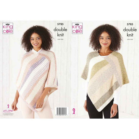Ladies Ponchos Knitting Pattern | King Cole Harvest DK 5785 | Digital Download - Main Image
