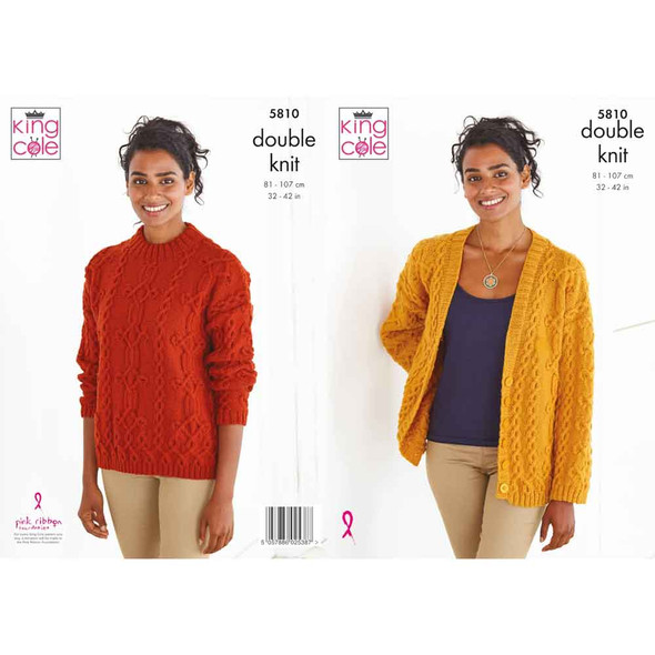 Ladies Sweater and Cardigan Knitting Pattern | King Cole Merino Blend DK 5810 | Digital Download