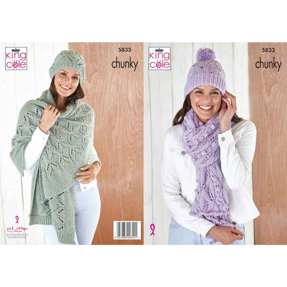 Ladies Apparel Accessories Knitting Pattern | King Cole Subtle Drifter Chunky 5833 | Digital Download - Main Image