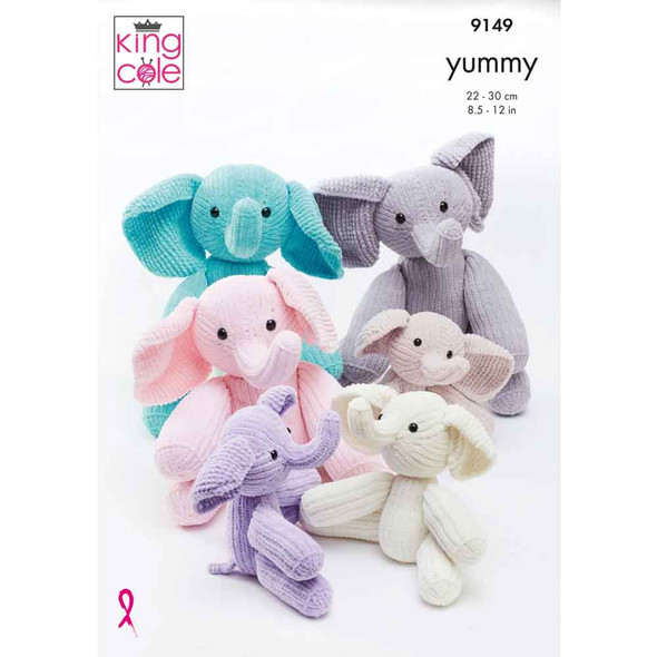 Elephants Toys Knitting Pattern | King Cole Yummy Chunky 9149 | Digital Download - Main Image