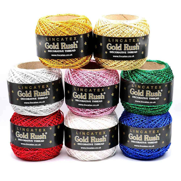 Lincatex Gold Rush Metallic Sparkling Thread, 20g Balls | Various Colours