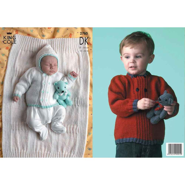 Baby Jacket, Sweater and Blanket Knitting Pattern | King Cole Big Value Baby DK 2765 | Digital Download - Main Image