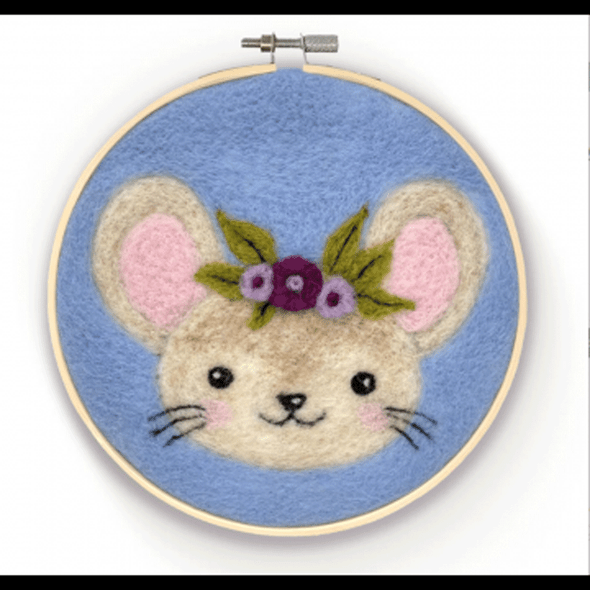 Floral Mouse in a Hoop Needle Felting Craft Kit - Main Image