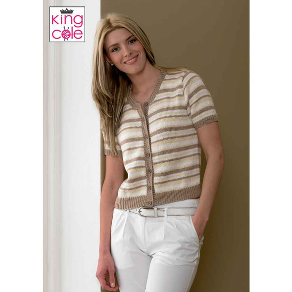 Ladies Sweater and Cardigan Knitting Pattern | King Cole Smooth DK 3110 | Digital Download - Cardigan Image