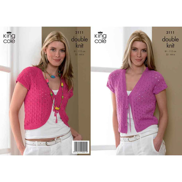 Ladies Bolero and Cardigan Knitting Pattern | King Cole Smooth DK 3111 | Digital Download - Main Image