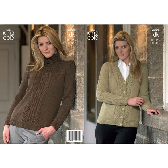 Ladies Cardigan and Sweater Knitting Pattern | King Cole Merino Blend DK 3208 | Digital Download - Main Image