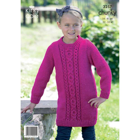 Children's Sweater Dress and Slipover Knitting Pattern | King Cole Big Value Chunky 3257 | Digital Download - Sweater Dress