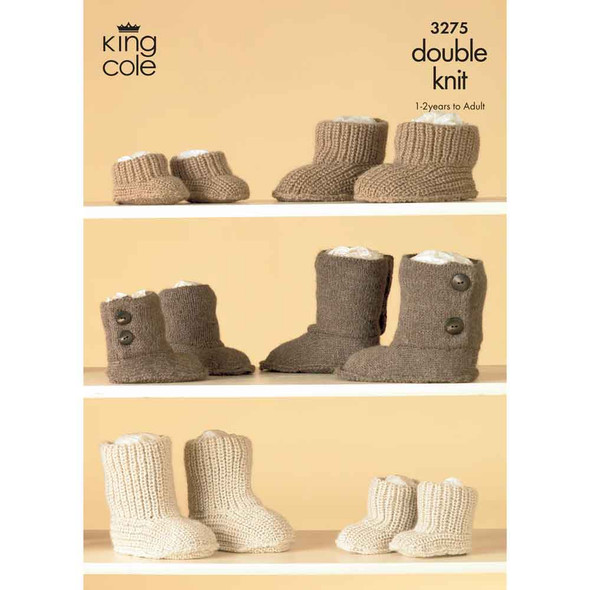 Hug Slippers Knitting Pattern | King Cole Baby Alpaca DK 3275 | Digital Download - Main Image