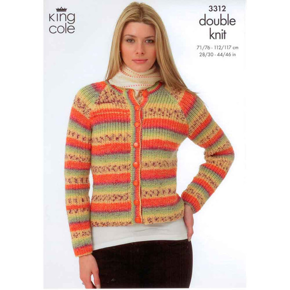 Ladies Sweater and Jacket Knitting Pattern | King Cole Splash DK 3312 | Digital Download - Main Image
