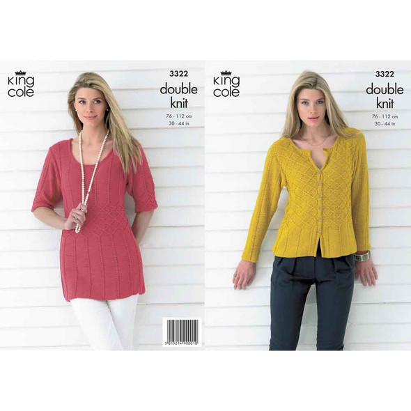 Ladies Cardigan and Top Knitting Pattern | King Cole Bamboo Cotton DK 3322 | Digital Download - Main Image