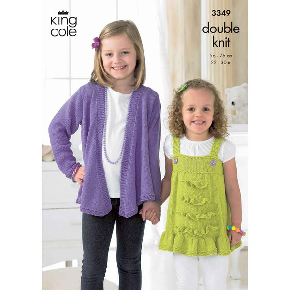 Girls Cardigan and Top Knitting Pattern | King Cole Bamboo Cotton DK 3349 | Digital Download - Main Image
