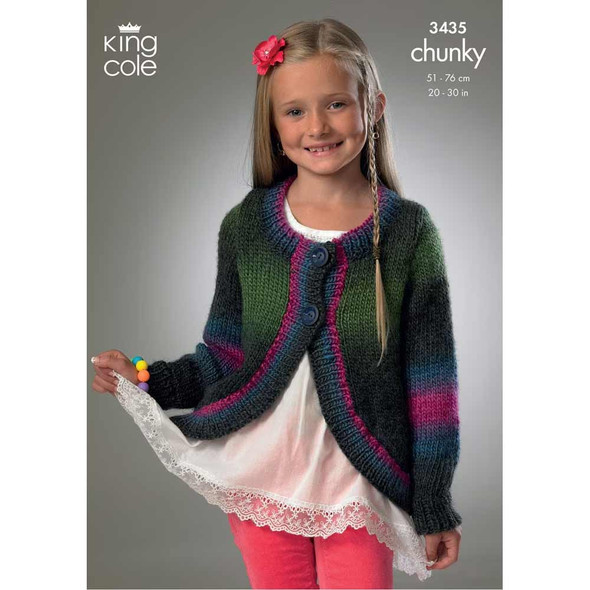 Girls Jacket Knitting Pattern | King Cole Riot Chunky 3435 | Digital Download - Main image