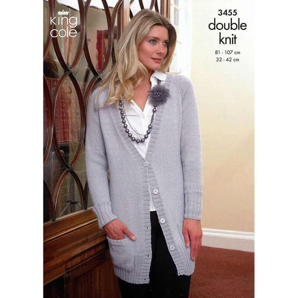 Ladies Cardigan and Sweater Knitting Pattern | King Cole Baby Alpaca DK 3455 | Digital Download - Main image