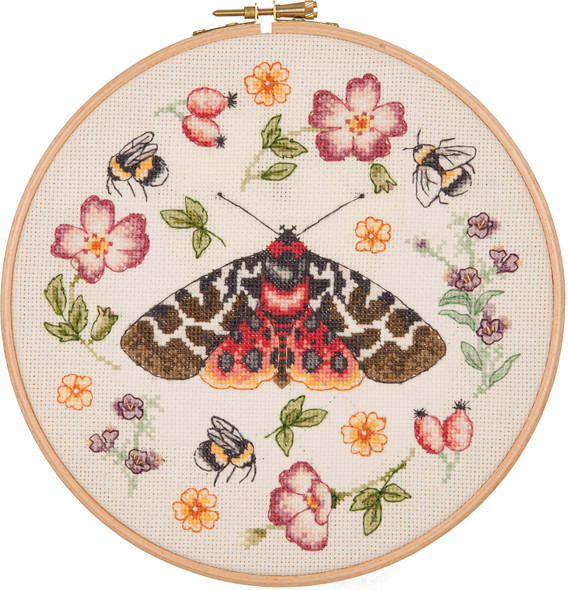 Counted Cross Stitch Kit | Linen | Meadow Collection | Moth Wreath (ALXE002)