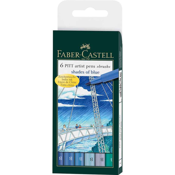 Faber Castell 6 Artist PITT Brush Pens  - Shades of Blue