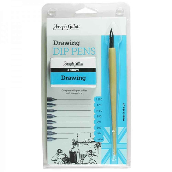 Joseph Gillott Drawing Set | 8 Nibs and Pen Holder