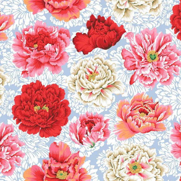 Extra Wide Cotton Fabrics - Perfect for Backing Quilts | Peonies Natural | 108" Wide (125QBPJ004NATURAL)