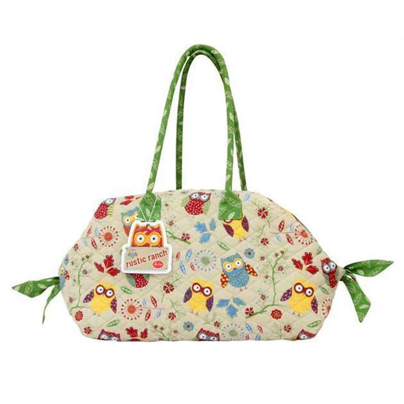 Owl Print/ Beige Quilted Knitting Bag