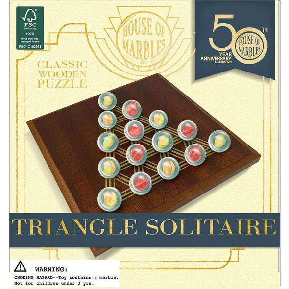 Triangle Solitaire | Mini Wooden Board Games | House of Marbles - Main Image