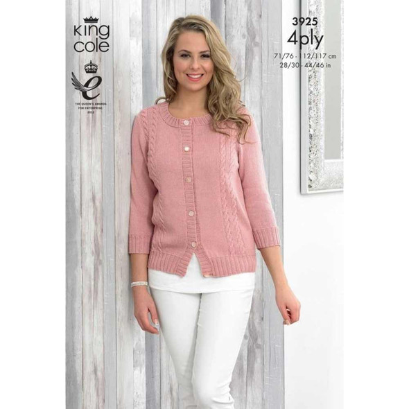 Ladies Cardigan and Top Knitting Pattern | King Cole Bamboo 4 Ply 3925 | Digital Download -  Main image