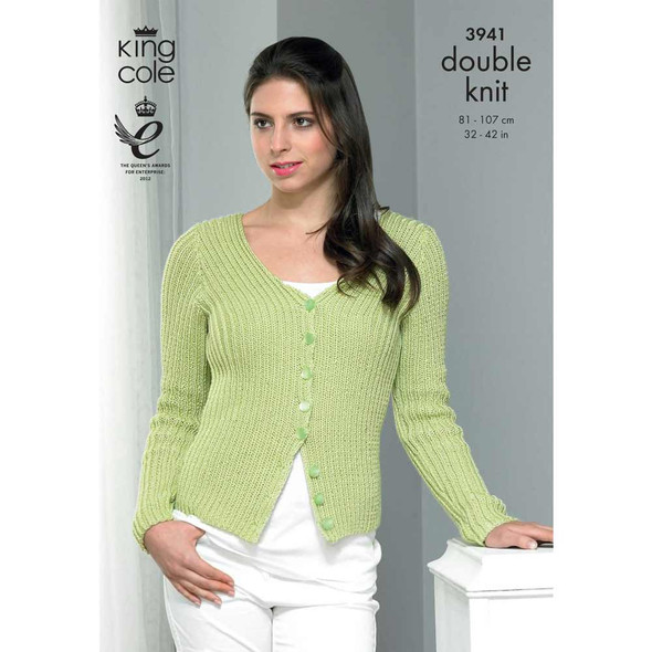 Ladies Cardigan and Top Knitting Pattern | King Cole Smooth DK 3941 | Digital Download - Main image