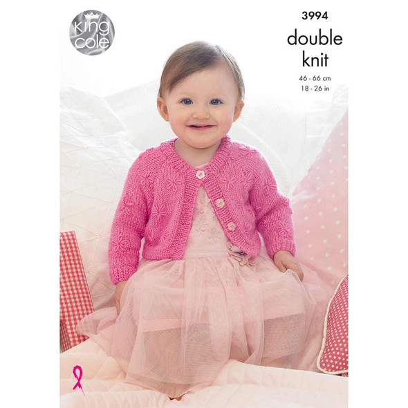 Baby Cardigans Knitting Pattern | King Cole Baby Glitz 3994 | Digital Download - Main image