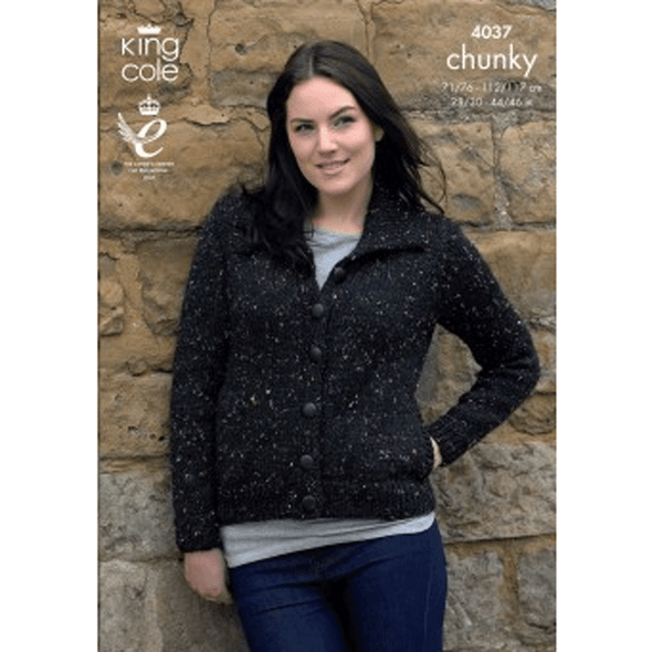 Ladies Jacket and Sweater Knitting Pattern | King Cole Country Chunky Tweed 4037 | Digital Download - Main Image