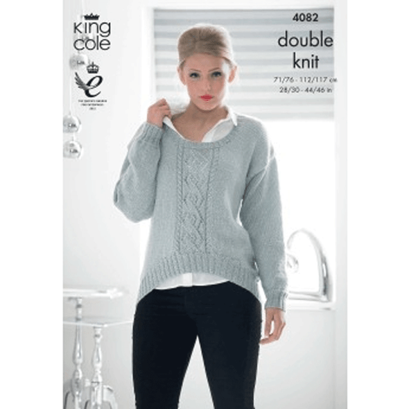 Ladies Sweater and Cardigan Knitting Pattern | King Cole Glitz DK 4082 | Digital Download - Main Image