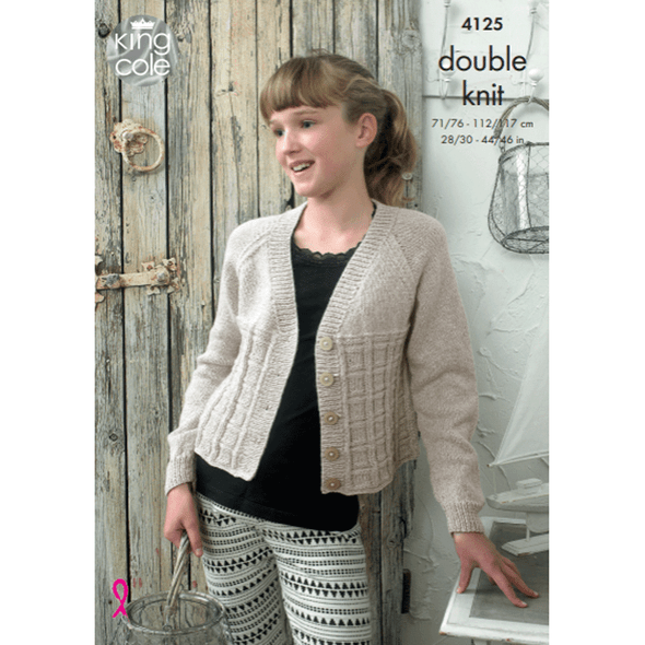 Ladies Cropped Raglan Cardigans Knitting Pattern | King Cole Authentic DK 4125 | Digital Download - Main Image