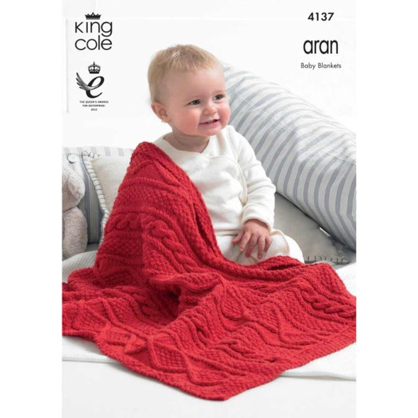 BabyBlankets Knitting Pattern | King Cole Big Value Recycled Cotton Aran 4137 | Digital Download - Main image