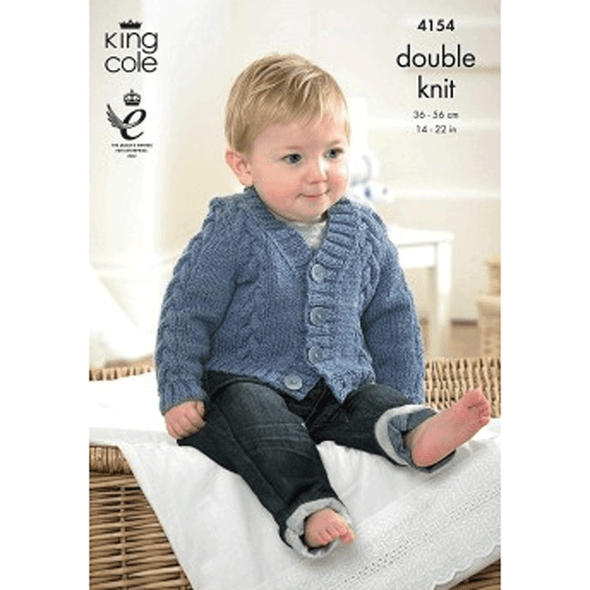 Baby Waistcoat, Cardigan, Slipover and Sweater Knitting Pattern | King Cole Big Value Baby DK 4154 | Digital Download - Main Image