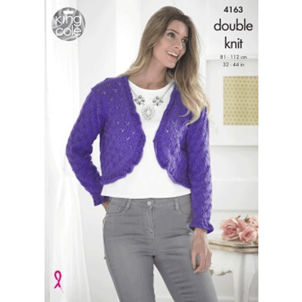 Ladies Sweater and Bolero Knitting Pattern | King Cole Smooth DK 4163 | Digital Download - Main Image