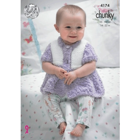 Baby Cardigans and Sweater Knitting Pattern | King Cole Cuddles Chunky and Comfort Chunky 4174 | Digital Download - Main Image