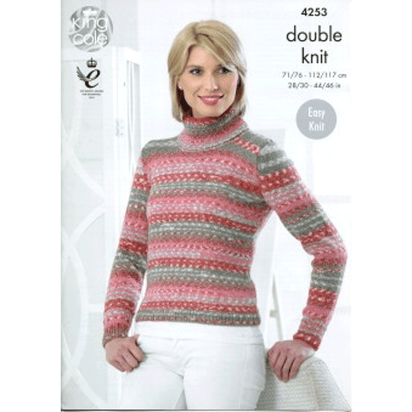 Ladies Sweater and Cardigan Knitting Pattern | King Cole Drifter DK 4253 | Digital Download - Main Image