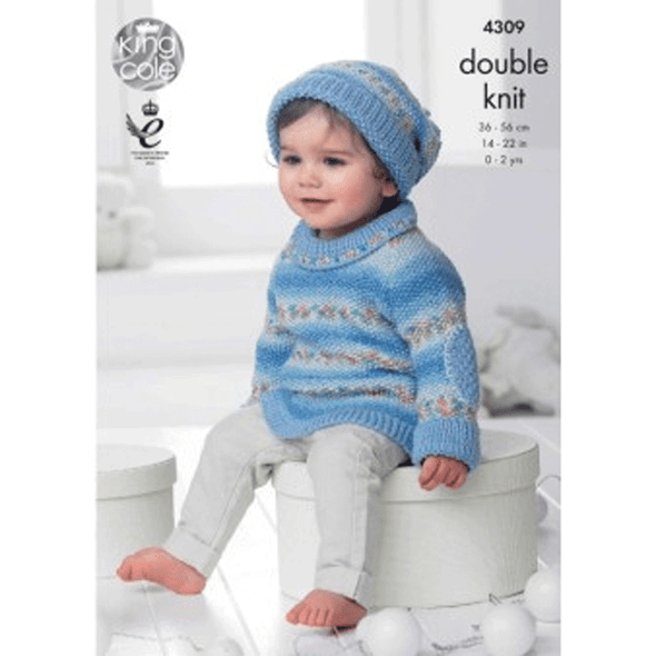 Baby Set Knitting Pattern | King Cole Drifter for Baby DK and Cotton Soft DK 4309 | Digital Download - Main Image