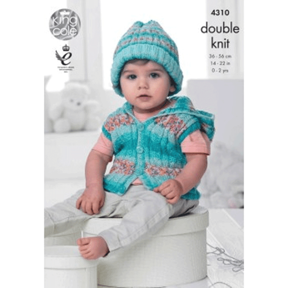 Baby Set Knitting Pattern | King Cole Drifter for Baby DK and Cotton Soft DK 4310 | Digital Download - Main Image