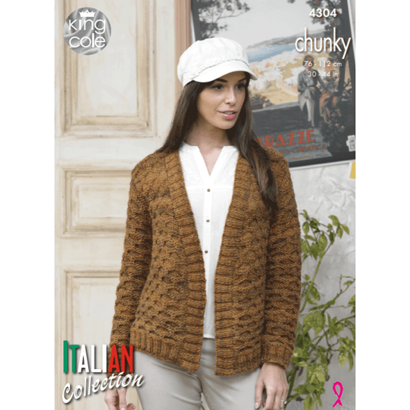 Ladies Jacket and Sweater Knitting Pattern | King Cole Verona Chunky 4304 | Digital Download - Main Image