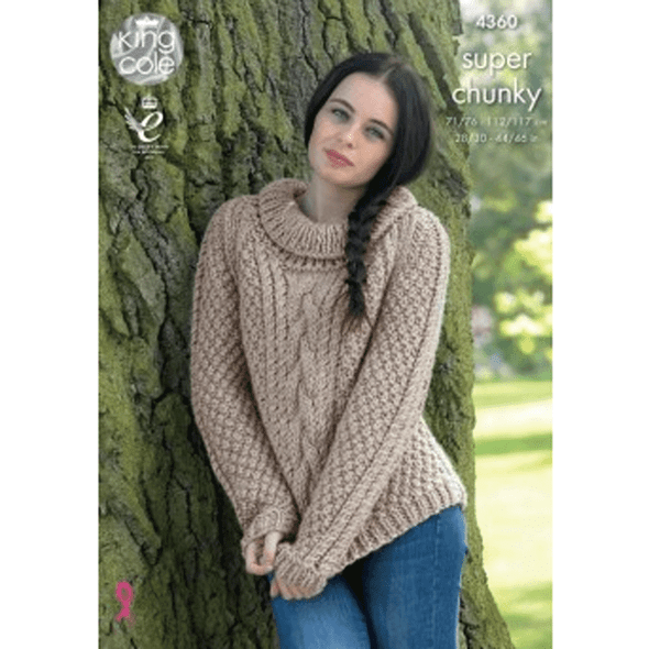 Ladies Sweaters Knitting Pattern | King Cole Big Value Super Chunky 4360 | Digital Download - Main Image
