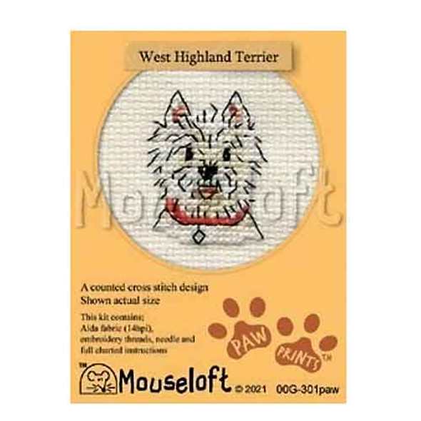 West Highland Terrier | Paw Prints, Stitchlets Mini Cross Stitch Kit Range | Mouseloft