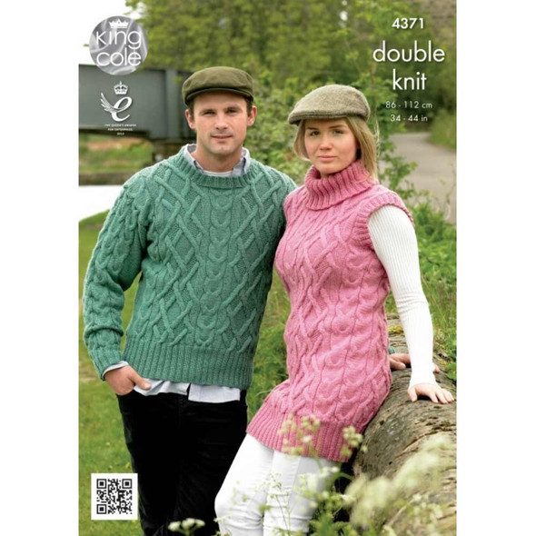 Ladies Men Tunic and Sweater Knitting Pattern | King Cole Merino Blend DK 4371 | Digital Download  - Main image
