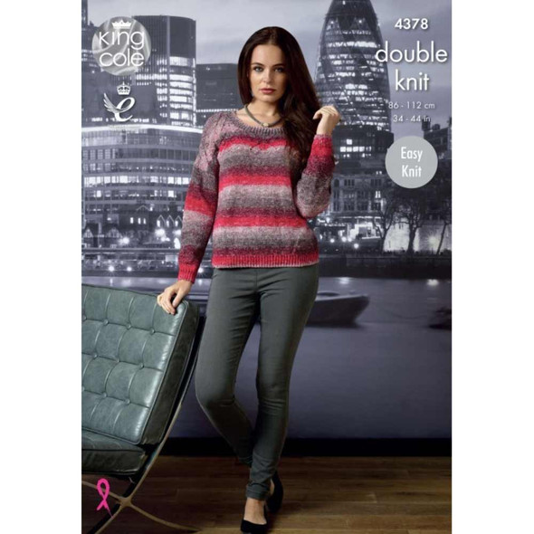 Ladies Tops Knitting Pattern | King Cole Shine DK 4378 | Digital Download - Main image