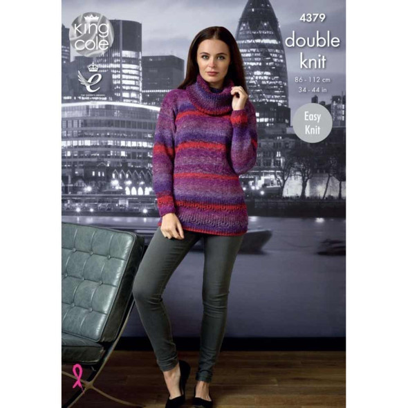 Ladies Sweater and Cardigan Knitting Pattern | King Cole Shine DK 4379 | Digital Download - Main image