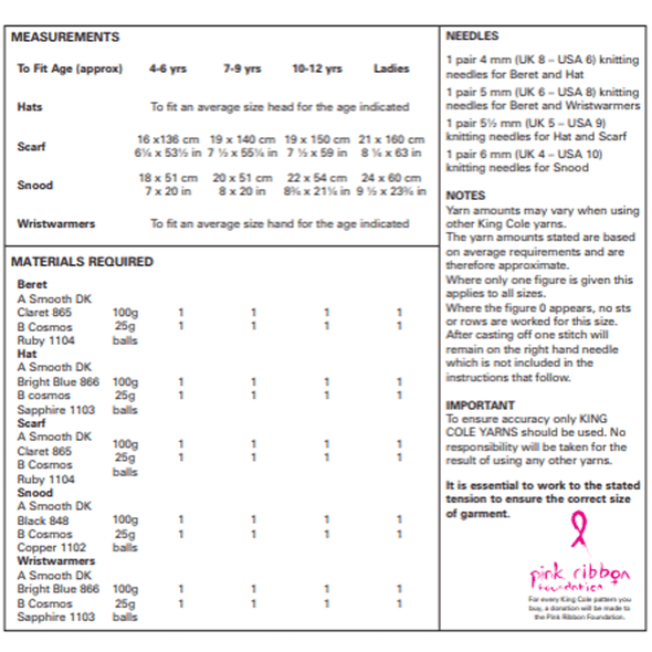 Ladies Hats, Scarf, Wristwarmers and Snood Knitting Pattern