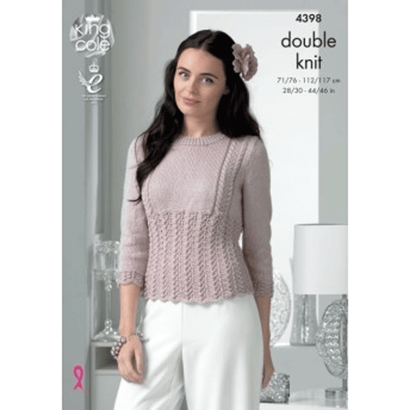 Ladies Cardigan and Sweater Knitting Pattern | King Cole Glitz DK 4398 | Digital Download - Main Image