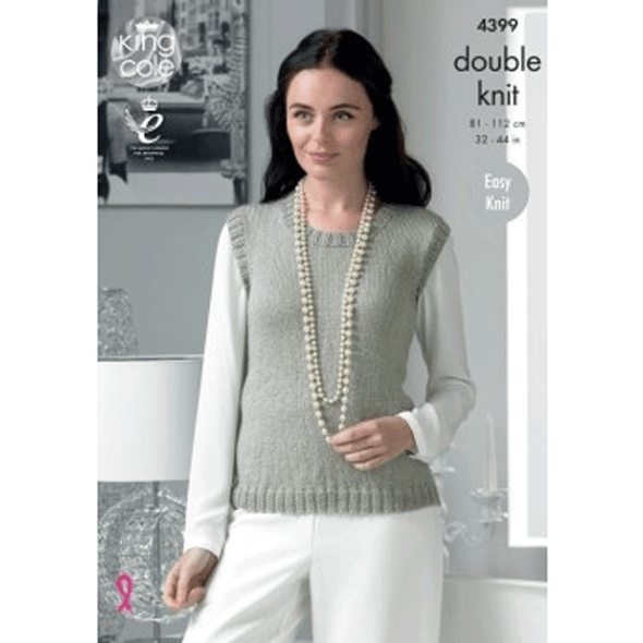 Ladies Top and Slipover Knitting Pattern | King Cole Glitz DK 4399 | Digital Download - Main Image